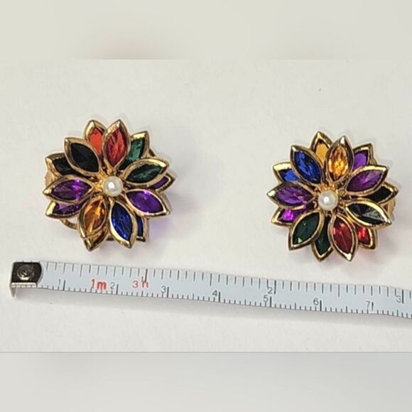 Vintage Gold Bezel set Gold crystal Demi Parure earrings necklace Set - Picture 14 of 15